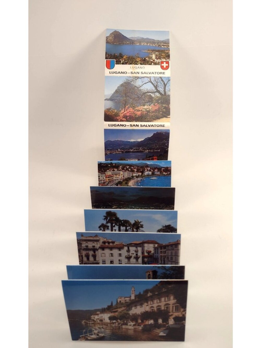 Vintage Switzerland Accordion Fold Postcard Lugano San Salvatore Scenic Mountain